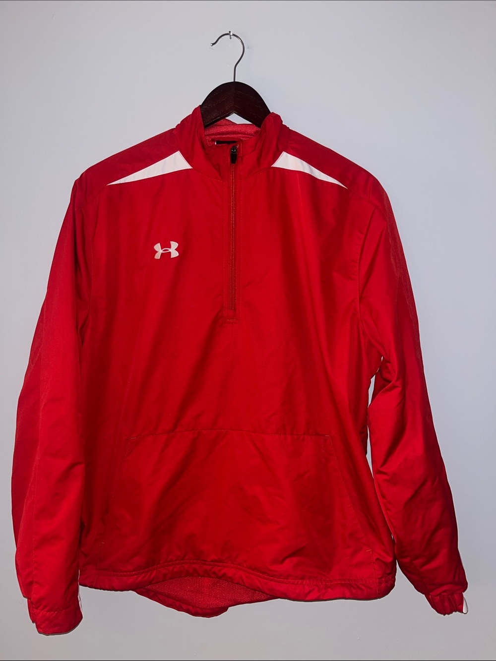 Under Armour Red Quarter-Zip Performance Pullover with White Accents